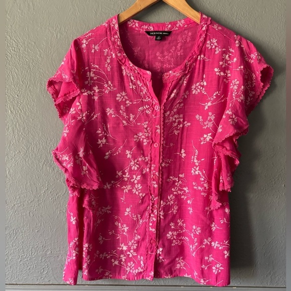 Zac & Rachel Tops - Zac & Rachel Woman | Pink | Flouncy Ruffle Shirt | 2X